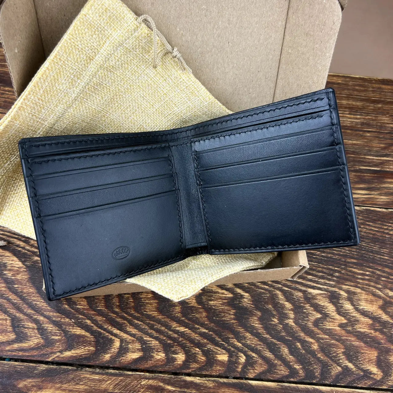 Exclusive Crocodile & Leather Bifold Wallet - Dark Purple & Black - Tsar Art