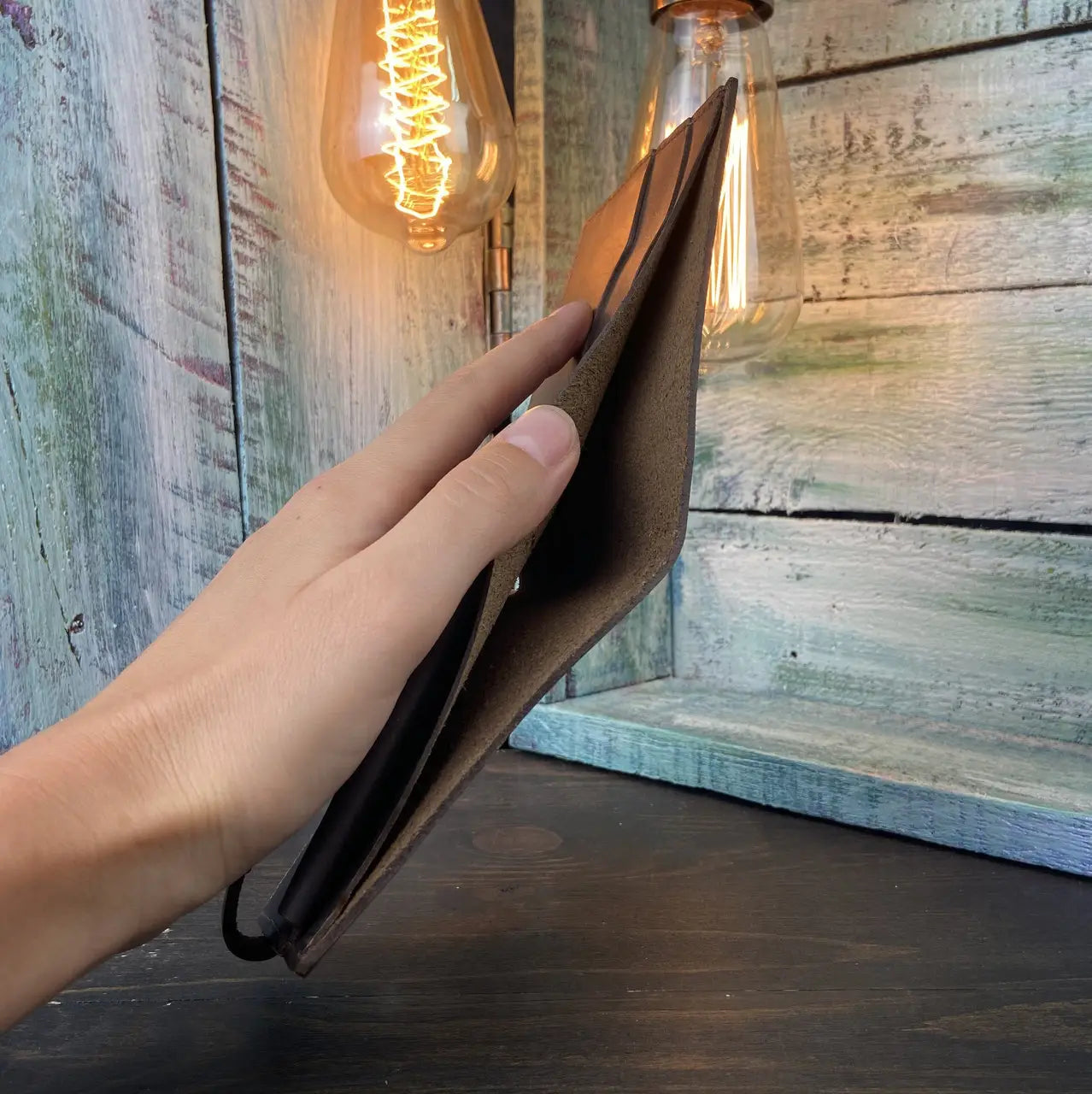Leather Brown Bifold Wallet with Coin Pocket and Snap - Crazy Horse Leather (Copy)
