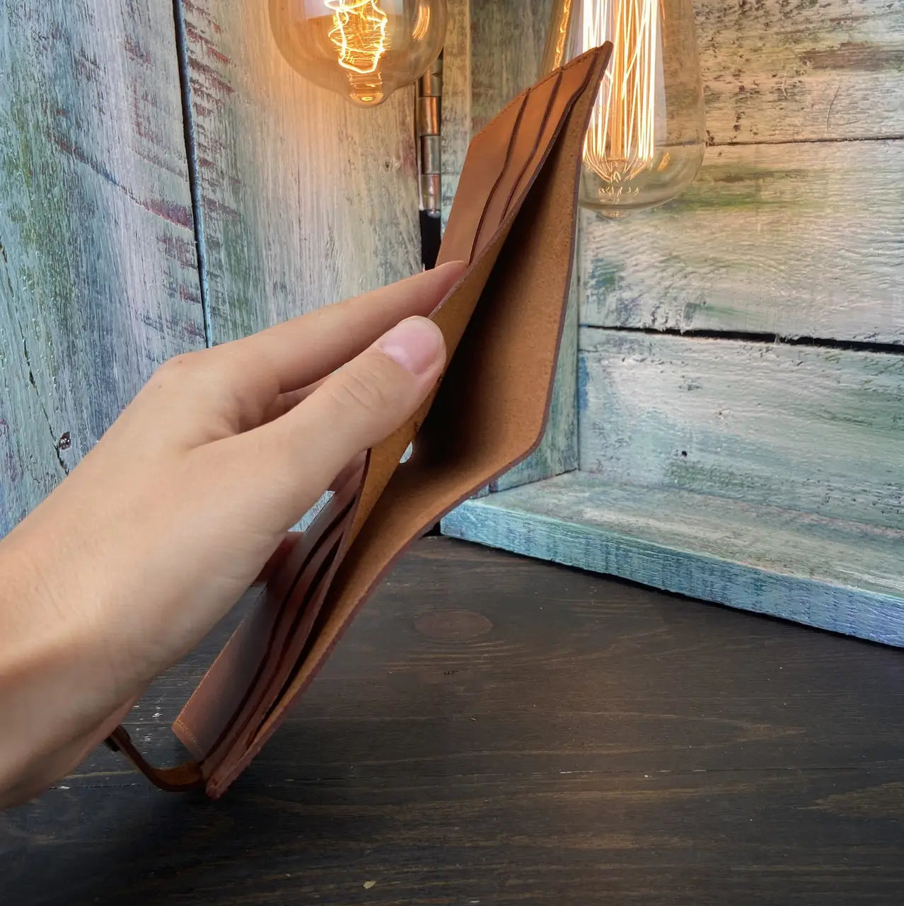Classic Bronse Leather Bifold Wallet with Snap Closure - Crazy Horse Leather - Everyday Carry (Copy) (Copy)