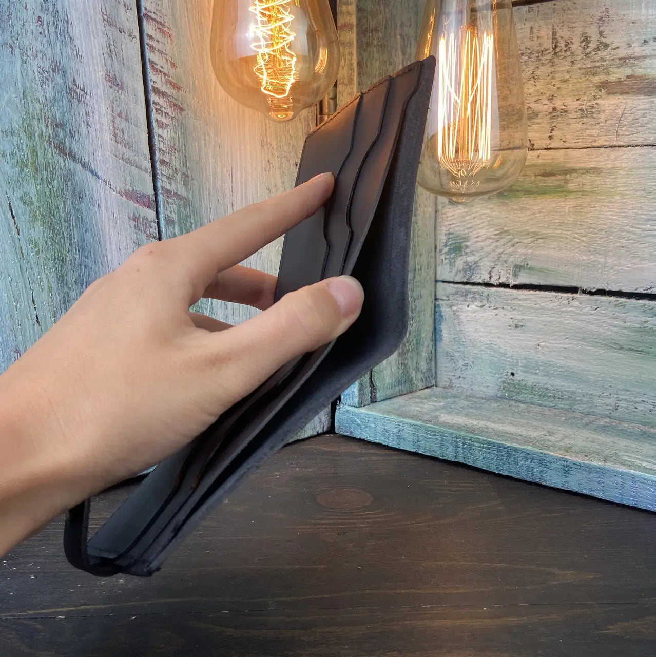 Classic Brown Leather Bifold Wallet with Snap Closure - Crazy Horse Leather - Everyday Carry (Copy)