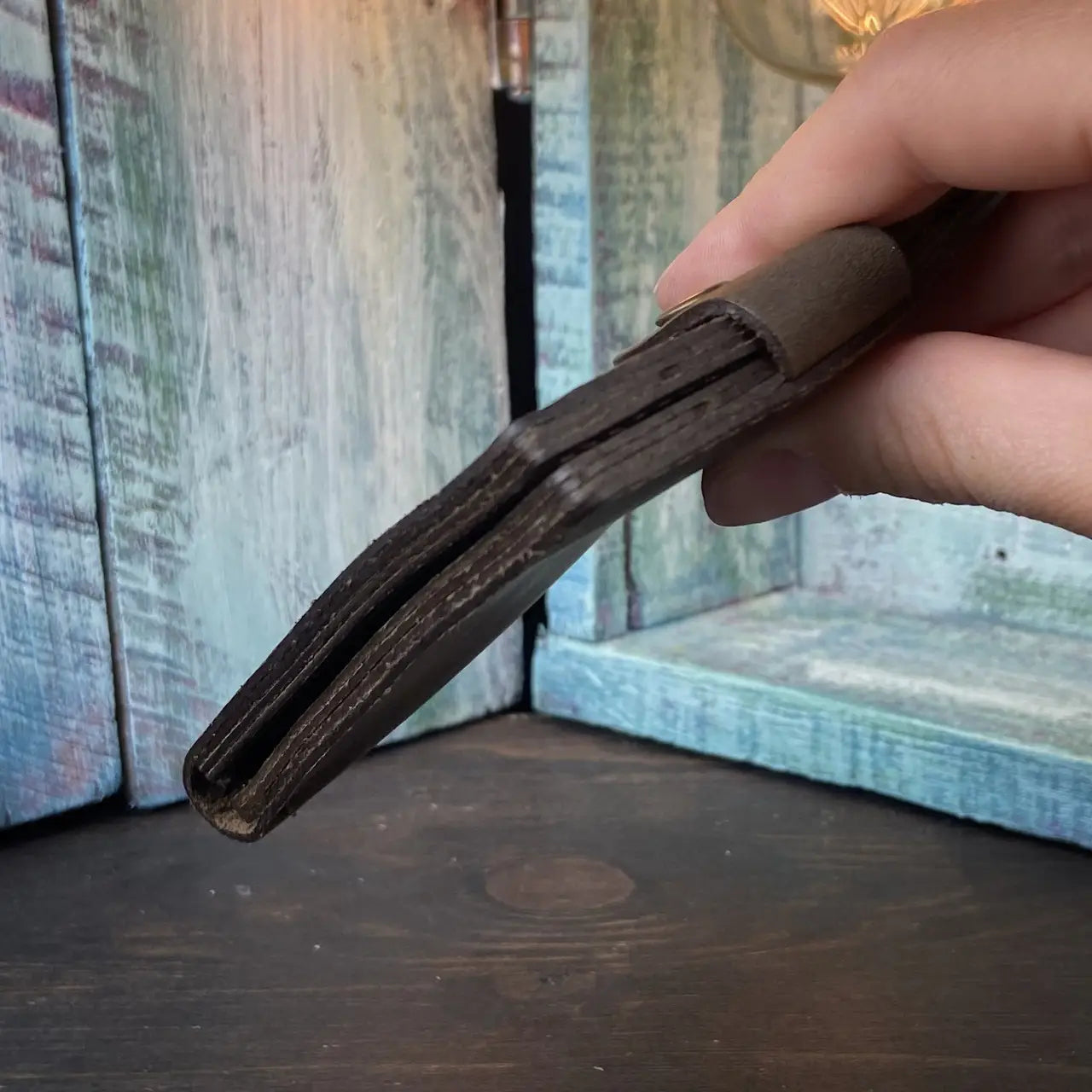Classic Brown Leather Bifold Wallet with Snap Closure - Crazy Horse Leather - Everyday Carry (Copy)