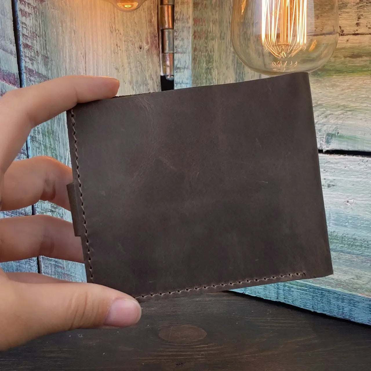 Classic Brown Leather Bifold Wallet with Snap Closure - Crazy Horse Leather - Everyday Carry (Copy)