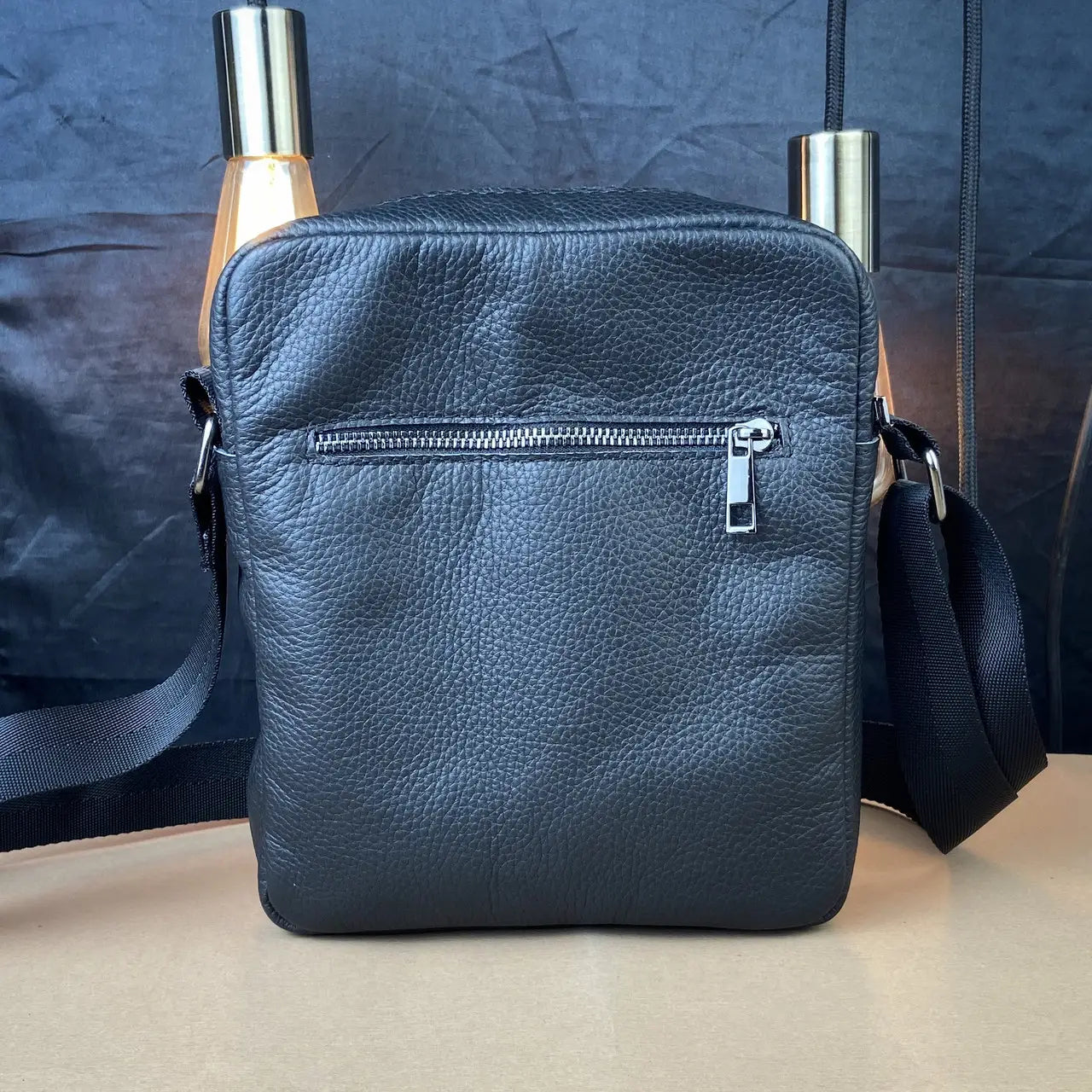 Black Flotar Leather Minimalist Vertical Crossbody Bag
