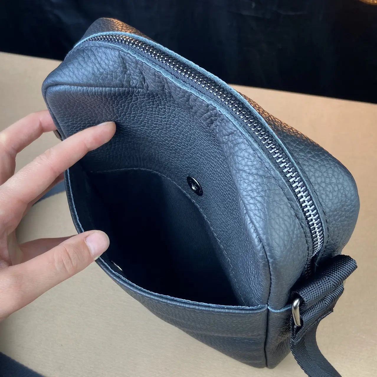 Black Flotar Leather Minimalist Vertical Crossbody Bag