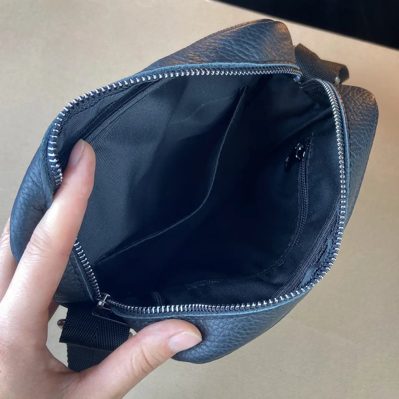 Black Flotar Leather Minimalist Vertical Crossbody Bag