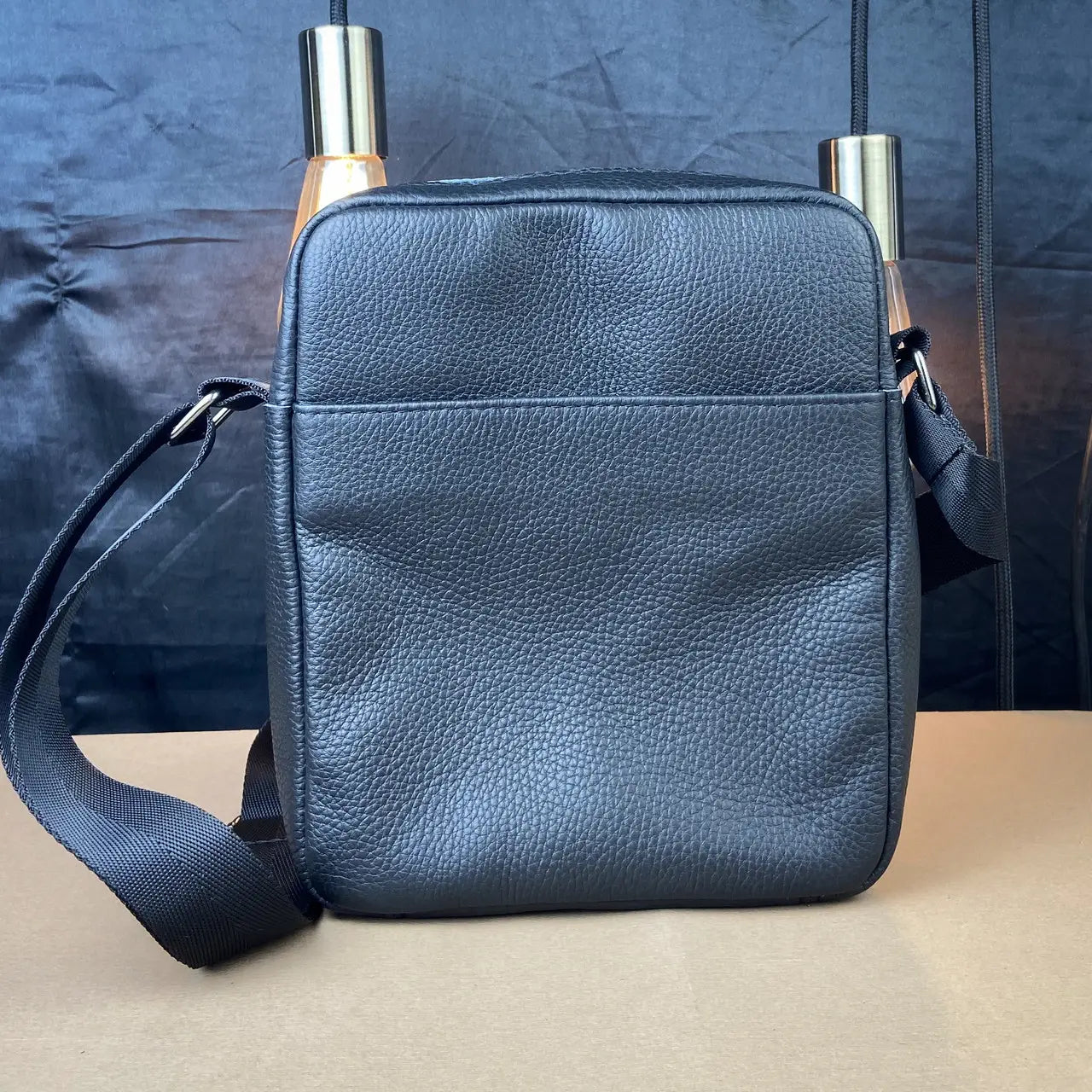 Black Flotar Leather Minimalist Vertical Crossbody Bag