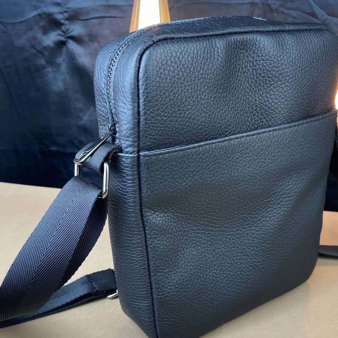 Black Flotar Leather Minimalist Vertical Crossbody Bag