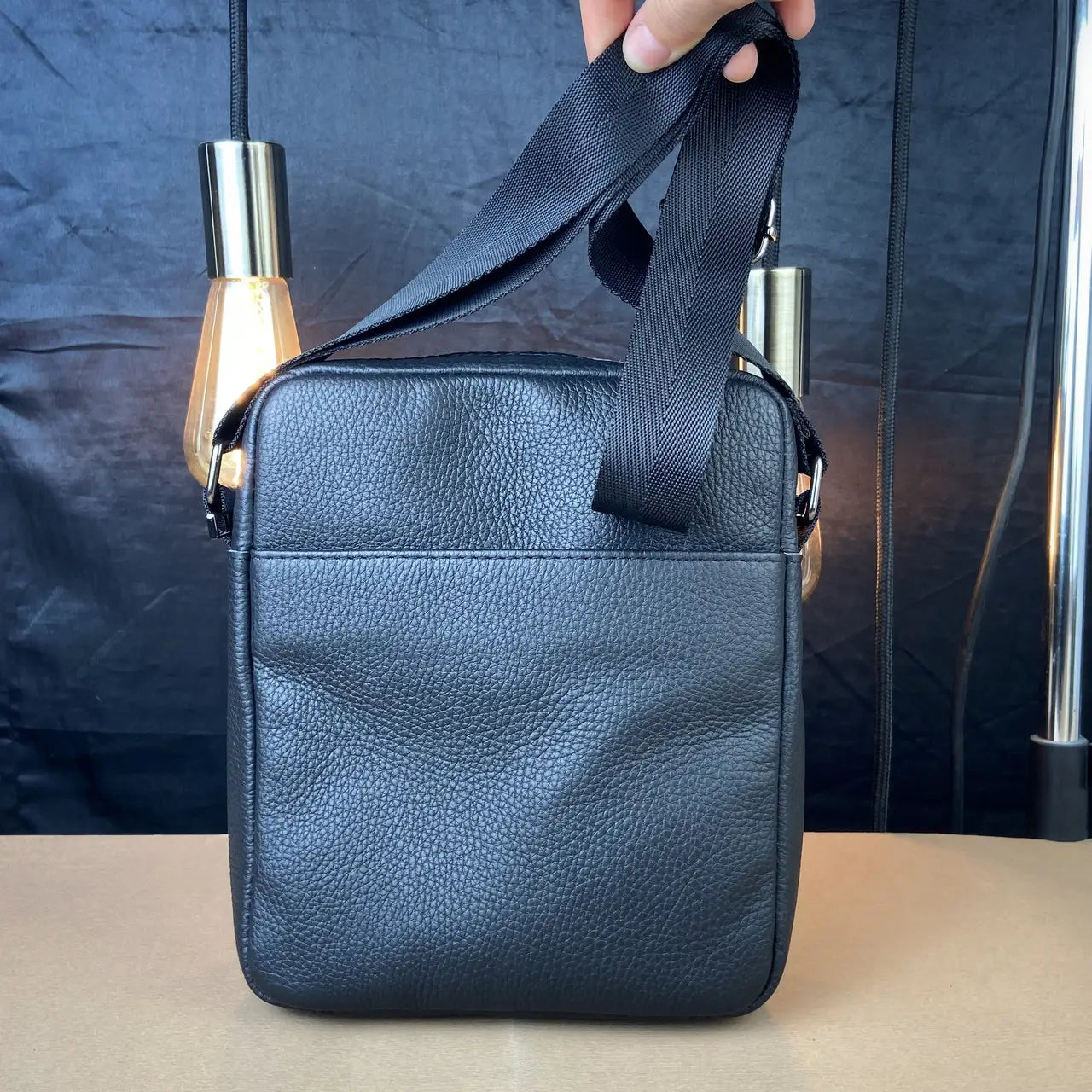 Black Flotar Leather Minimalist Vertical Crossbody Bag