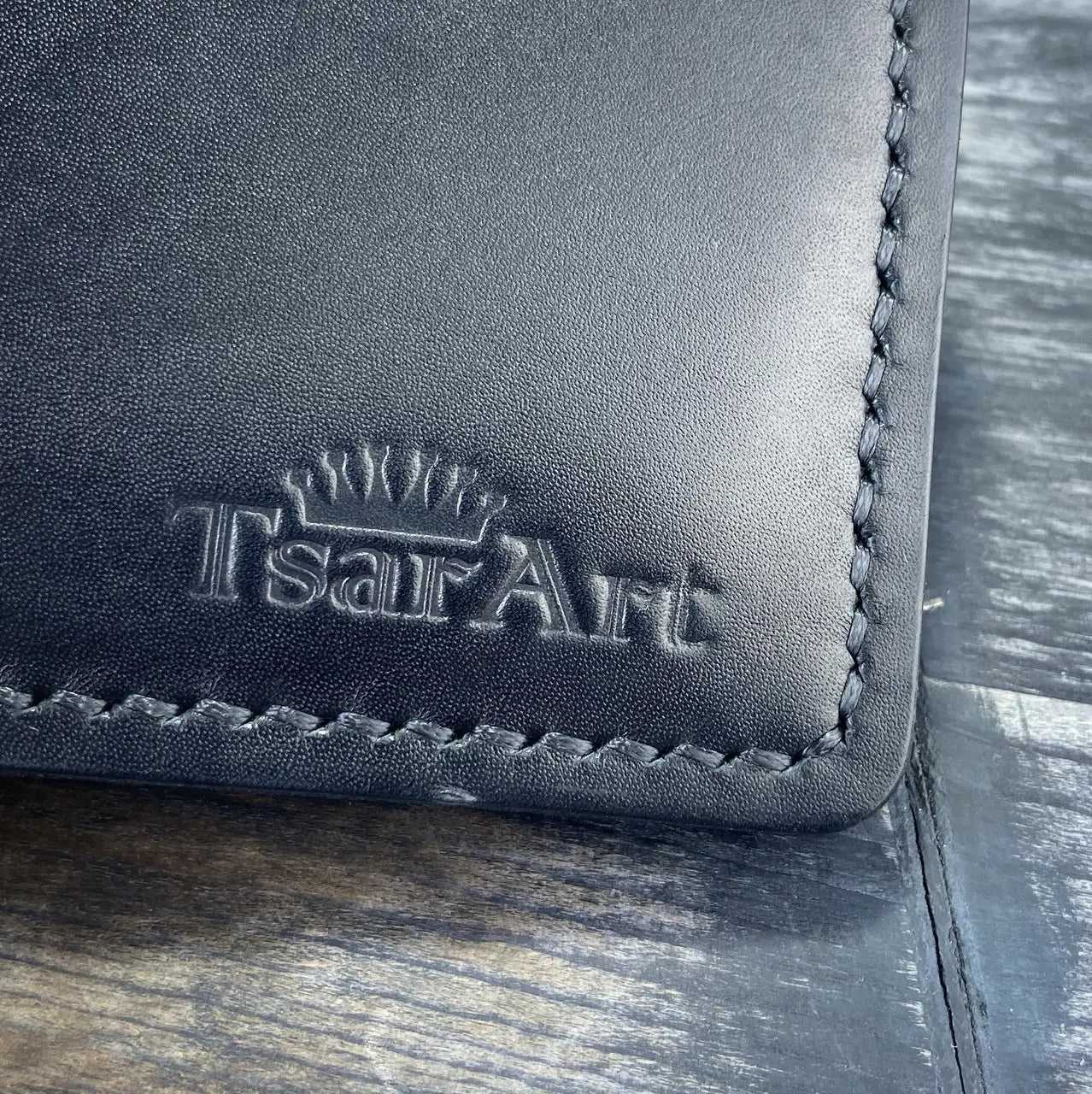 Classic Leather Black Bifold Wallet Hand Stitched - Minimalist Front Pocket Men's Wallet - Tsar Art (Copy)