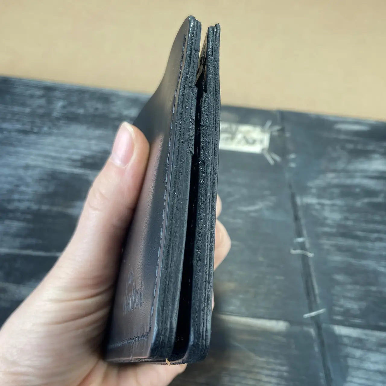 Classic Leather Black Bifold Wallet Hand Stitched - Minimalist Front Pocket Men's Wallet - Tsar Art (Copy)
