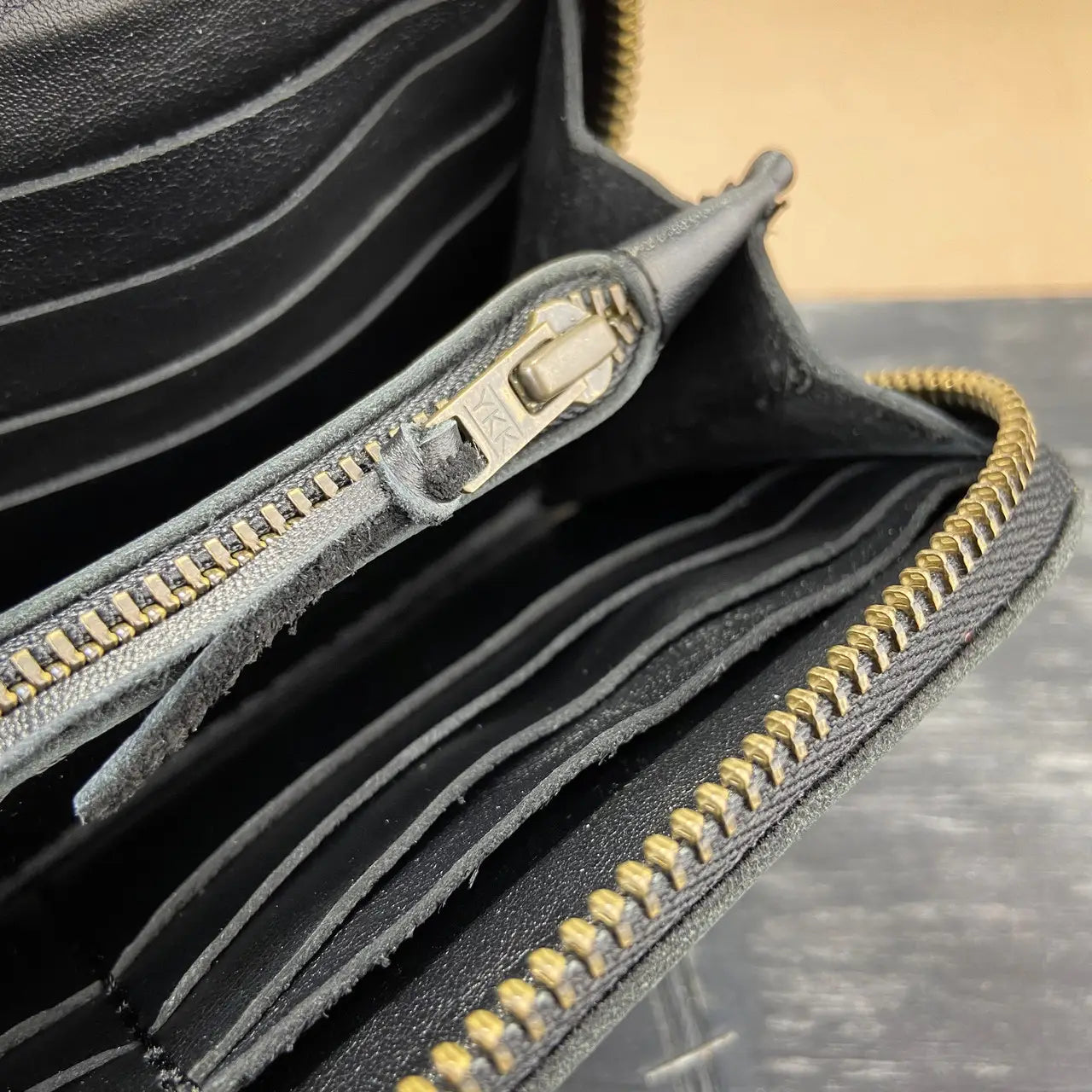 Full-Zip Leather Clutch Wallet with Wrist Strap - Crazy Horse Leather