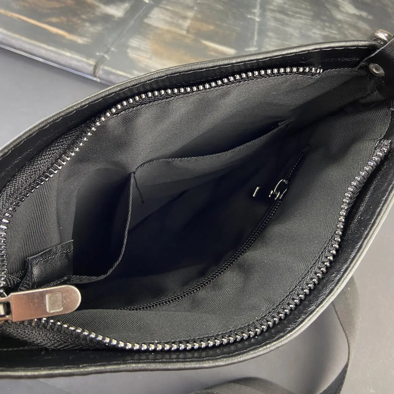 Black Smooth Leather Minimalist Vertical Crossbody Bag