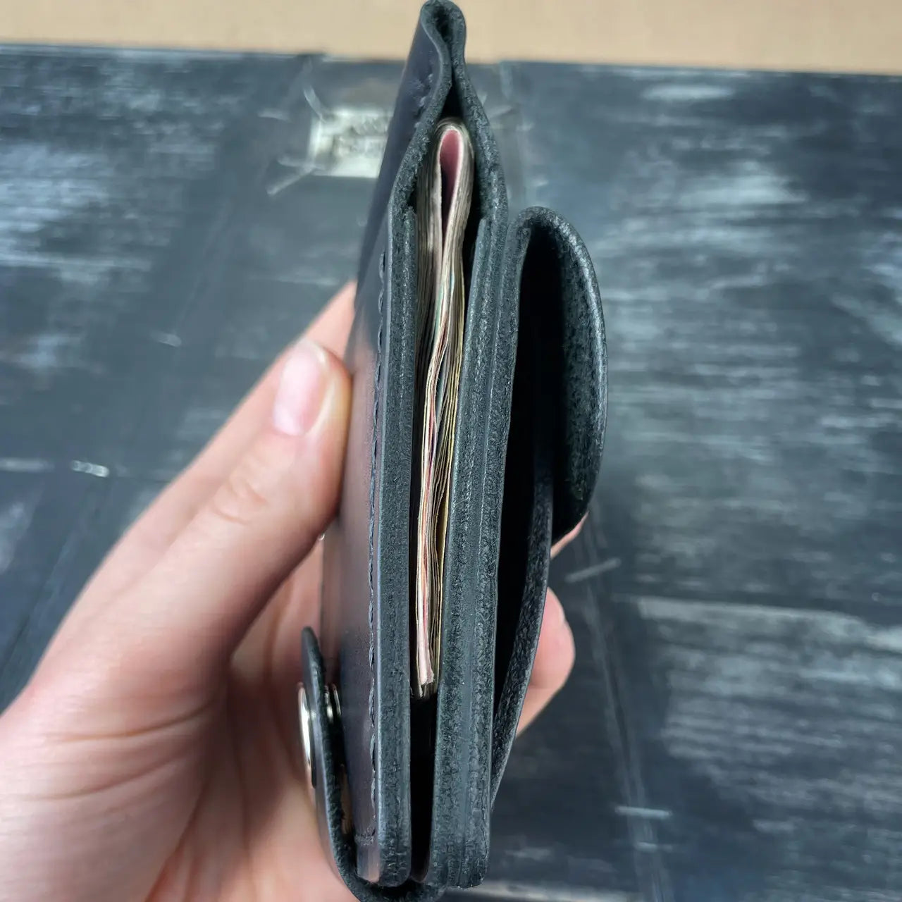 Handmade Leather Money Clip Wallet with Exterior Coin Pocket - Tsar Art