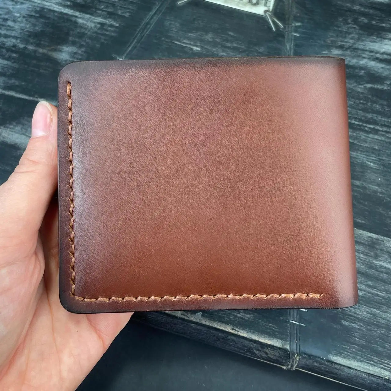 Classic Leather Bifold Wallet Hand Stitched - Minimalist Front Pocket Men's Wallet - Tsar Art