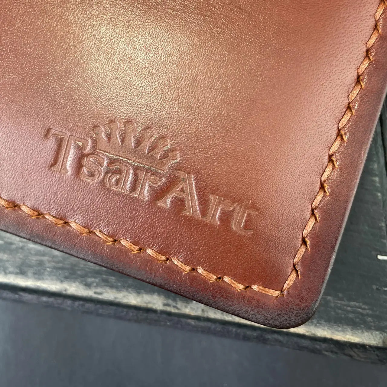 Classic Leather Bifold Wallet Hand Stitched - Minimalist Front Pocket Men's Wallet - Tsar Art