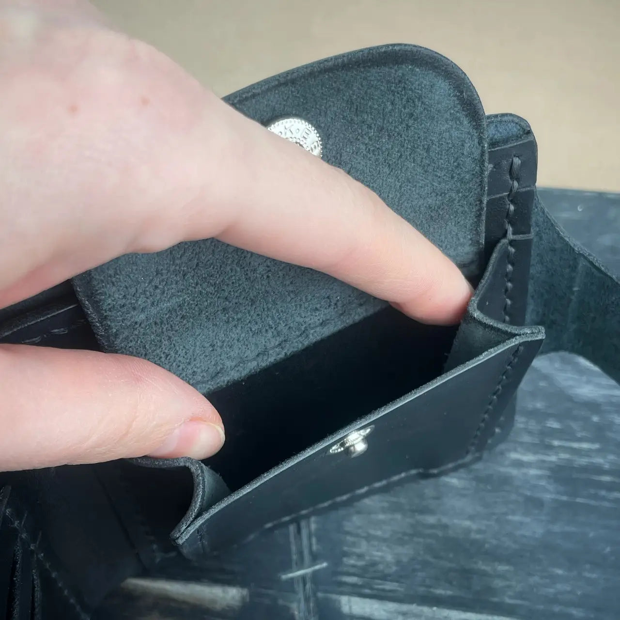 Classic Leather Bifold Wallet with Coin Pocket and Snap Closure - Hand Stitched - Tsar Art