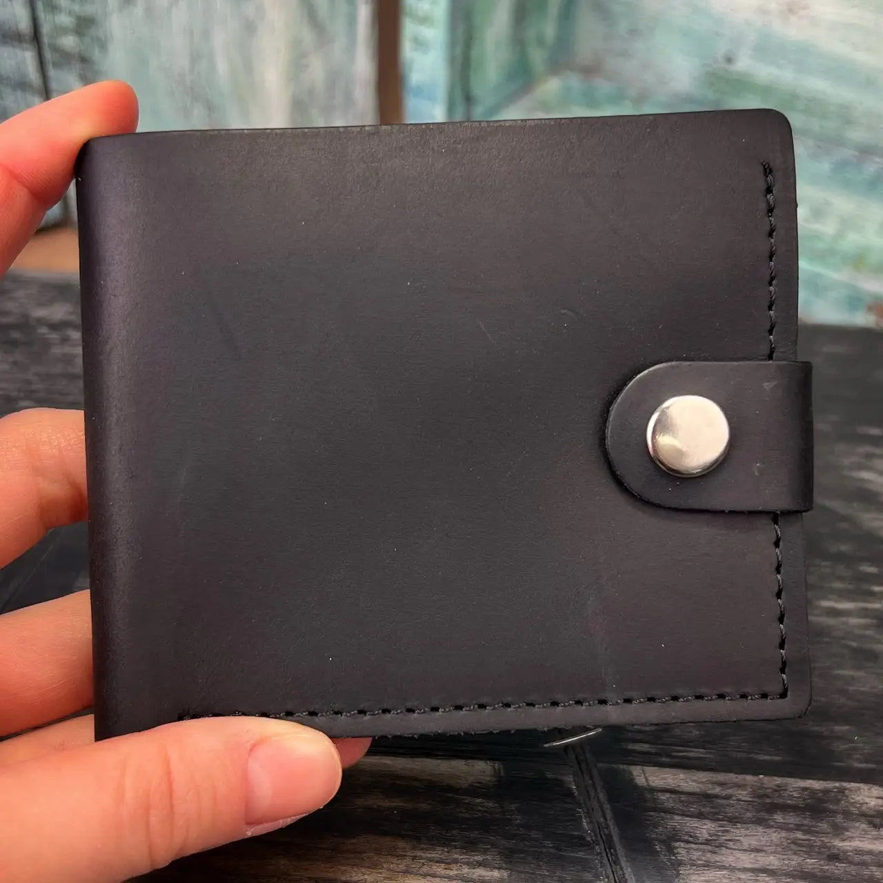 Leather Brown Bifold Wallet with Coin Pocket and Snap - Crazy Horse Leather (Copy)
