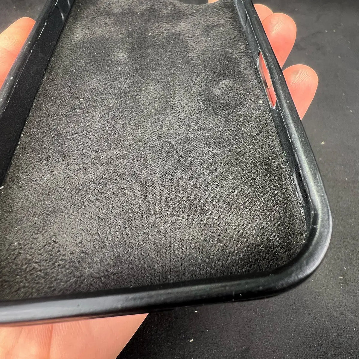 Hand-Carved Leather iPhone 16 Case: Embossed Skull, Alcantara Lined