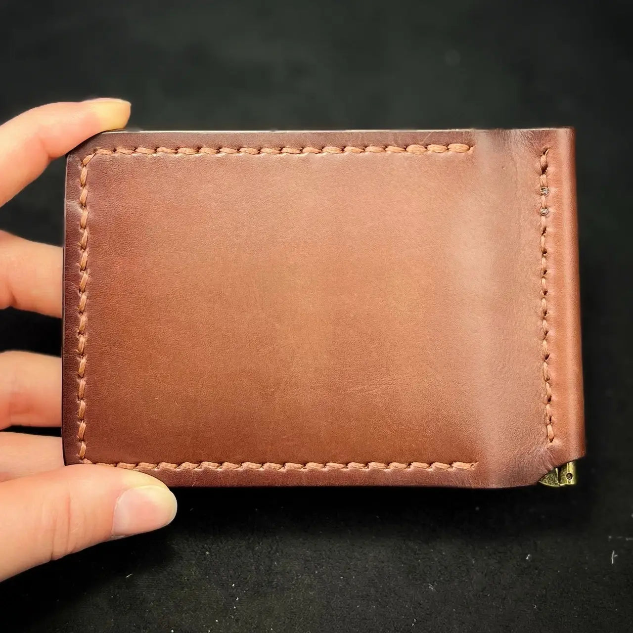 Handmade Leather Money Clip Wallet with Hidden Pockets - Tsar Art