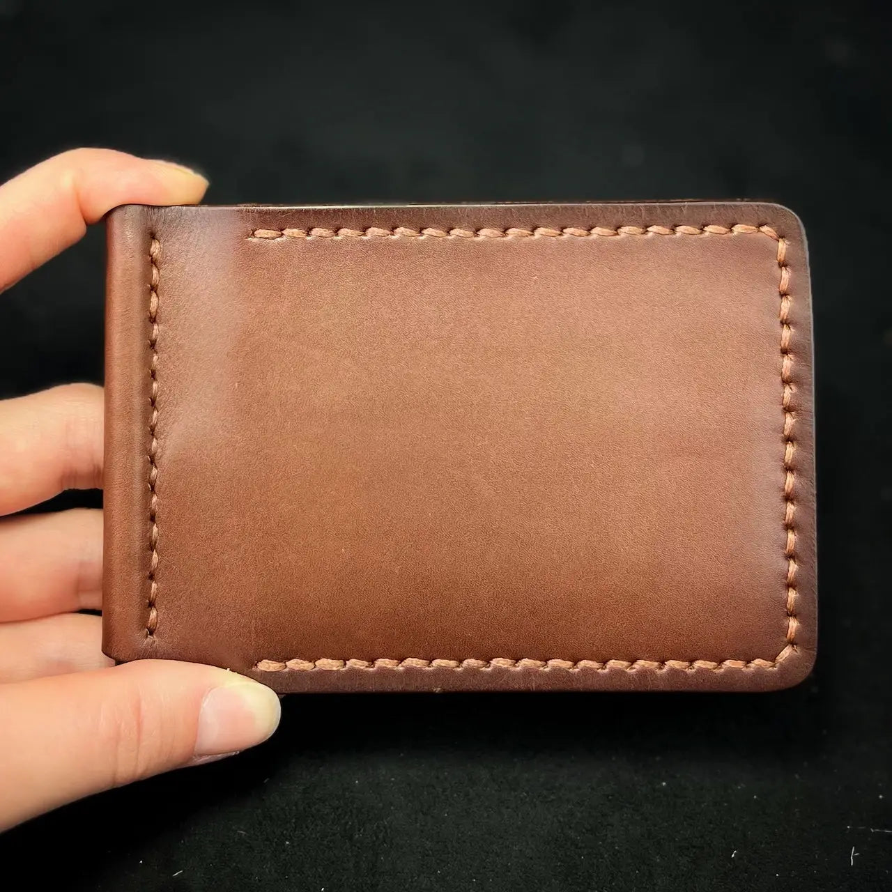 Handmade Leather Money Clip Wallet with Hidden Pockets - Tsar Art