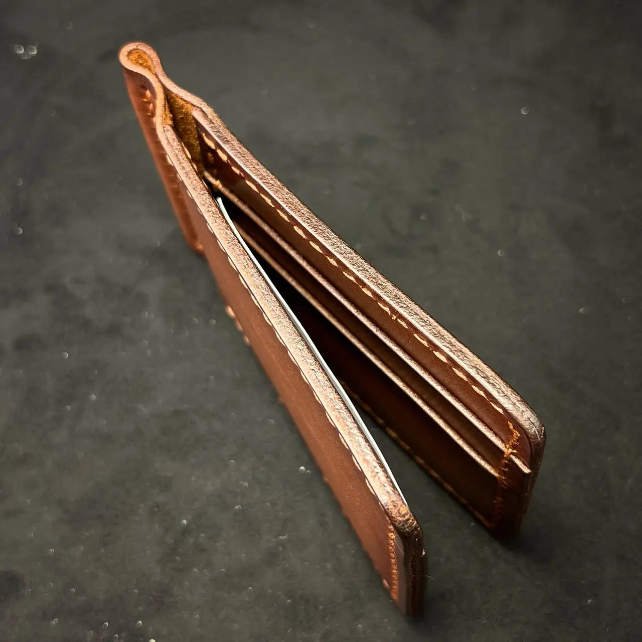 Handmade Leather Money Clip Wallet with Hidden Pockets - Tsar Art