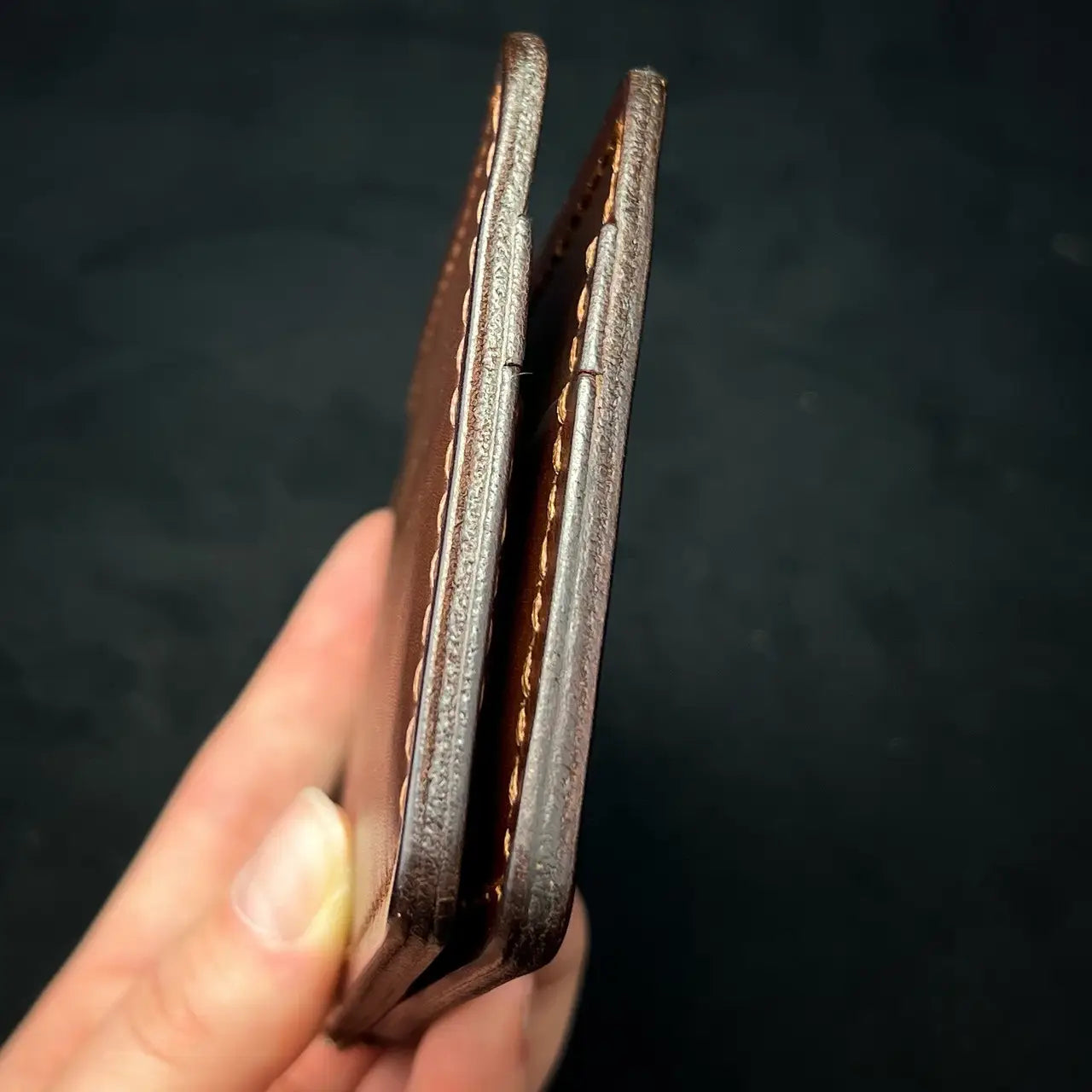 Handmade Leather Money Clip Wallet with Hidden Pockets - Tsar Art