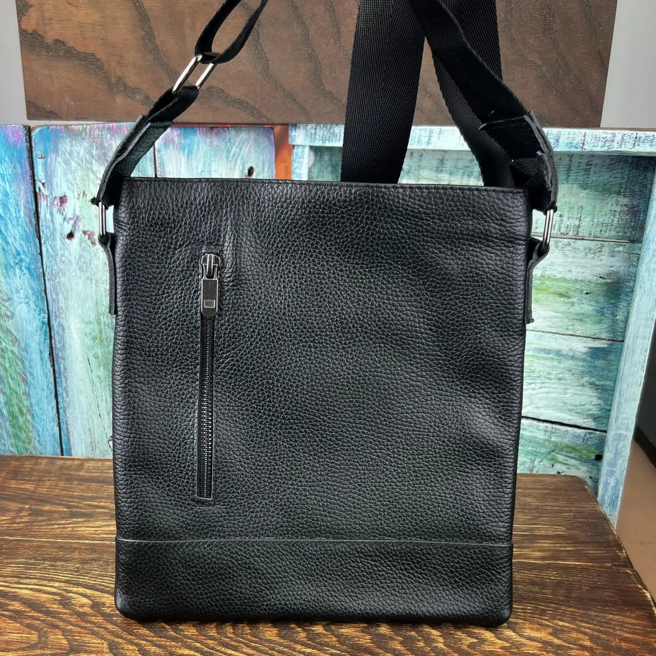 Black Flotar Leather Slim Vertical Crossbody Bag