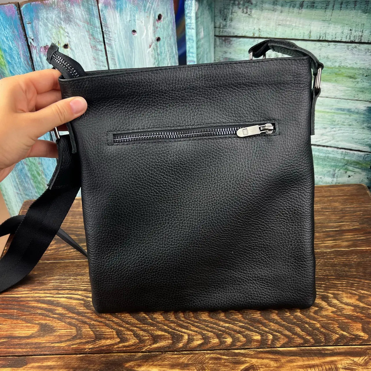 Black Flotar Leather Slim Vertical Crossbody Bag