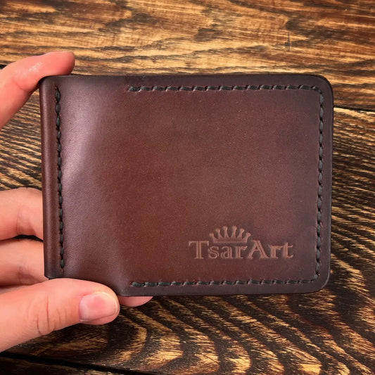 Handmade Leather Money Clip Wallet - Tsar Art