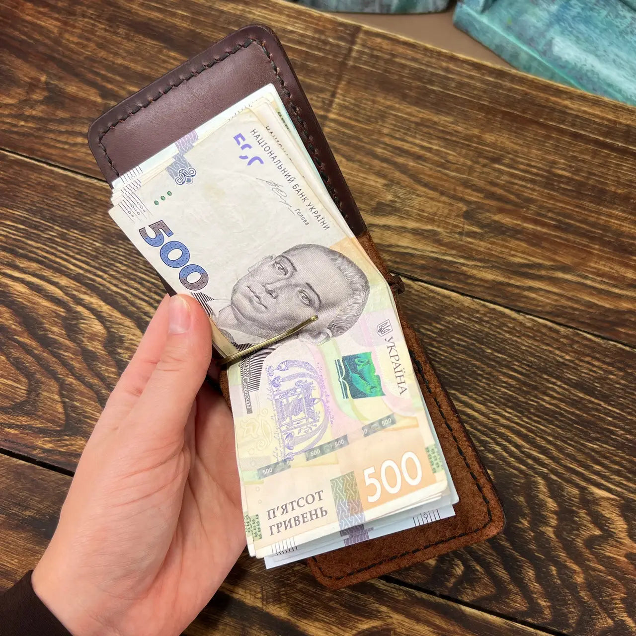 Handmade Leather Money Clip Wallet - Tsar Art