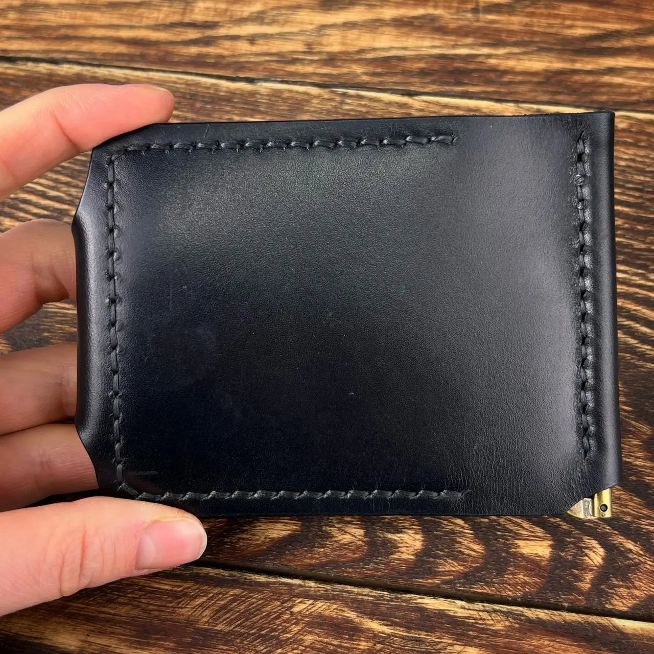Handmade Leather Money Clip Wallet With Snap Button - Tsar Art