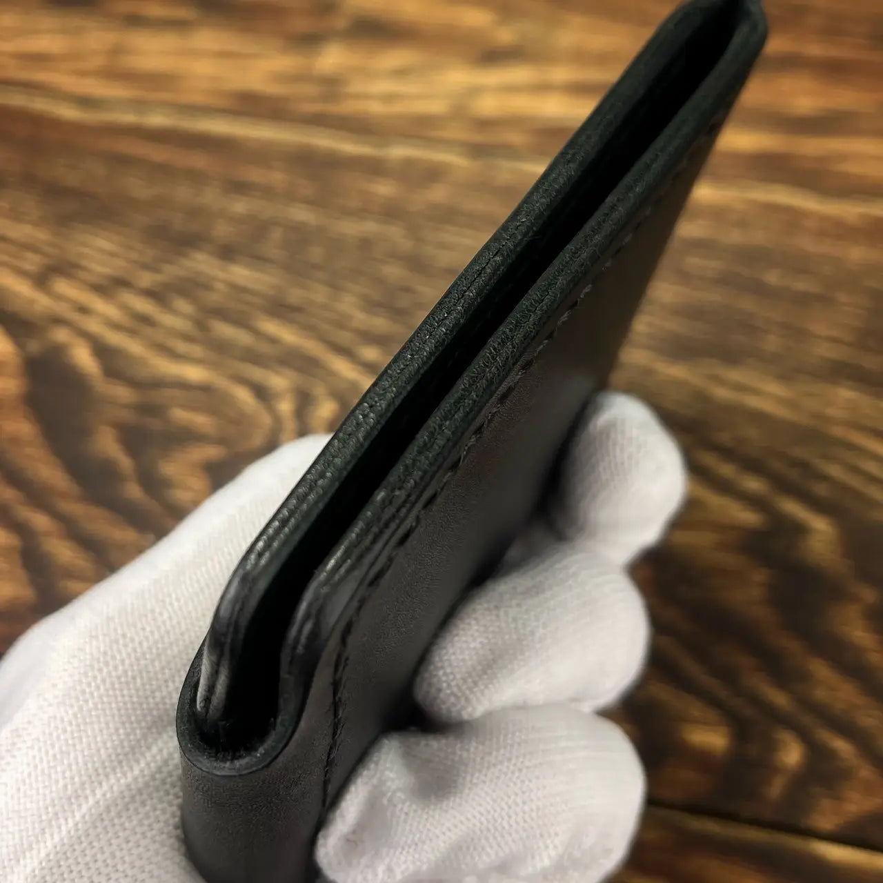 Handmade Leather Money Clip Wallet with Hidden Pockets and Snap Button - Tsar Art