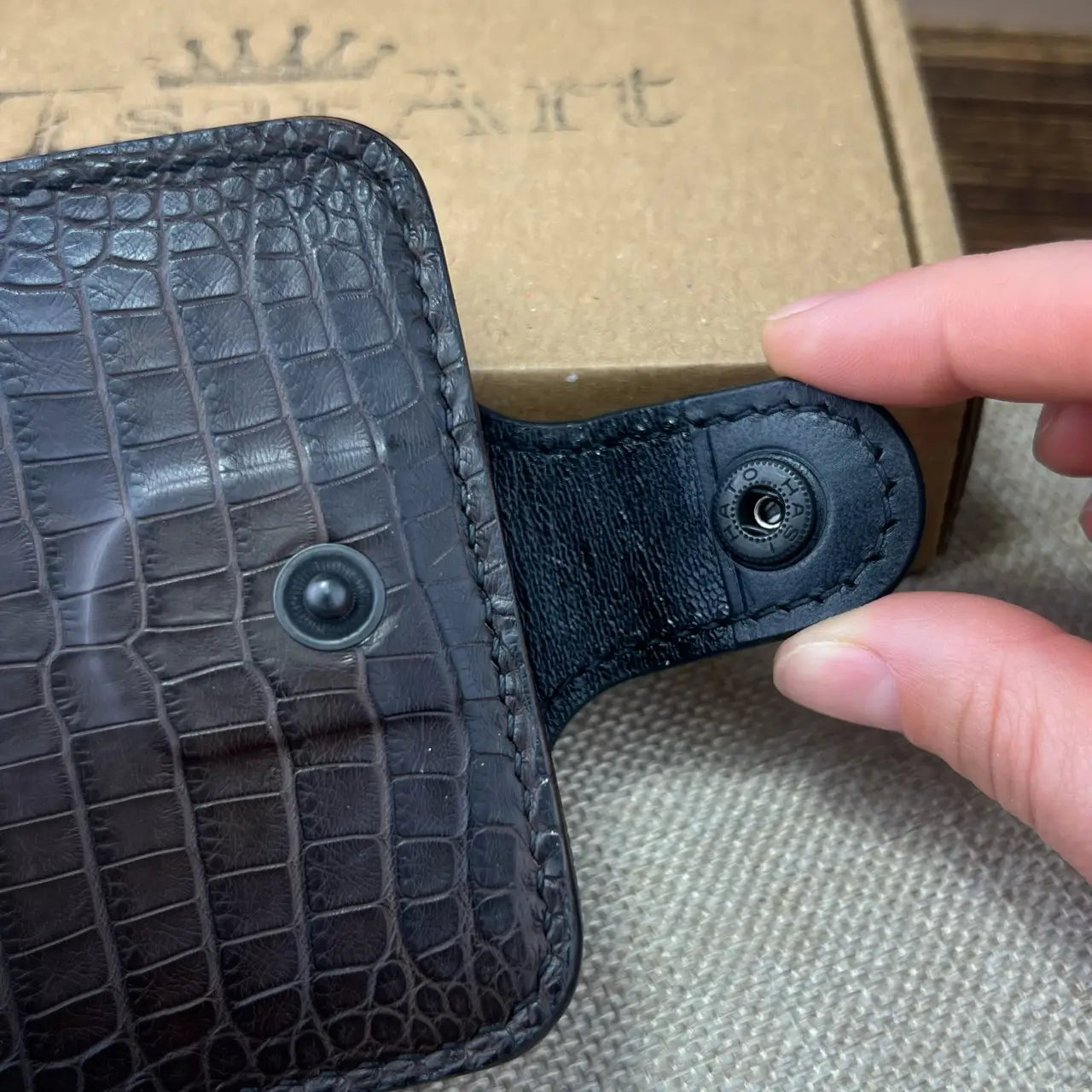 Exclusive Small Crocodile Leather Bifold Wallet - Brown & Black - Tsar Art