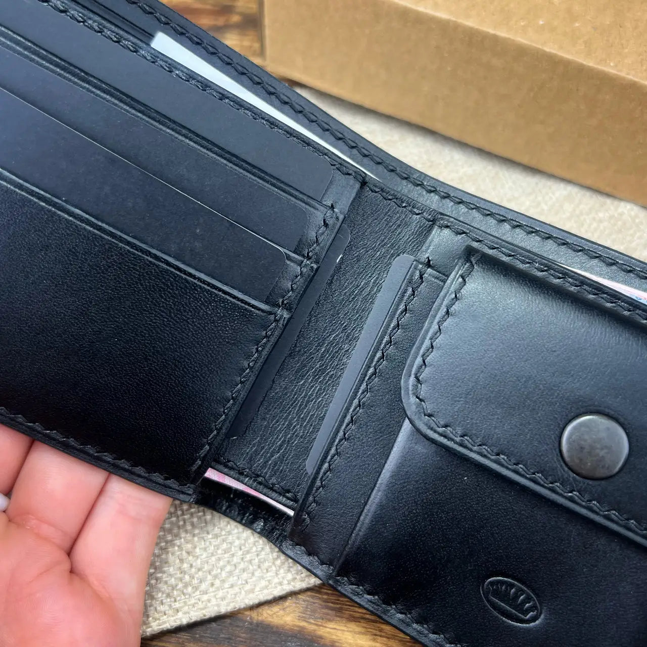Exclusive Small Crocodile Leather Bifold Wallet - Brown & Black - Tsar Art