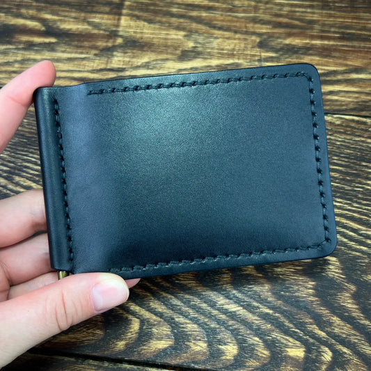 Handmade Leather Money Clip Wallet with Hidden Pockets - Tsar Art