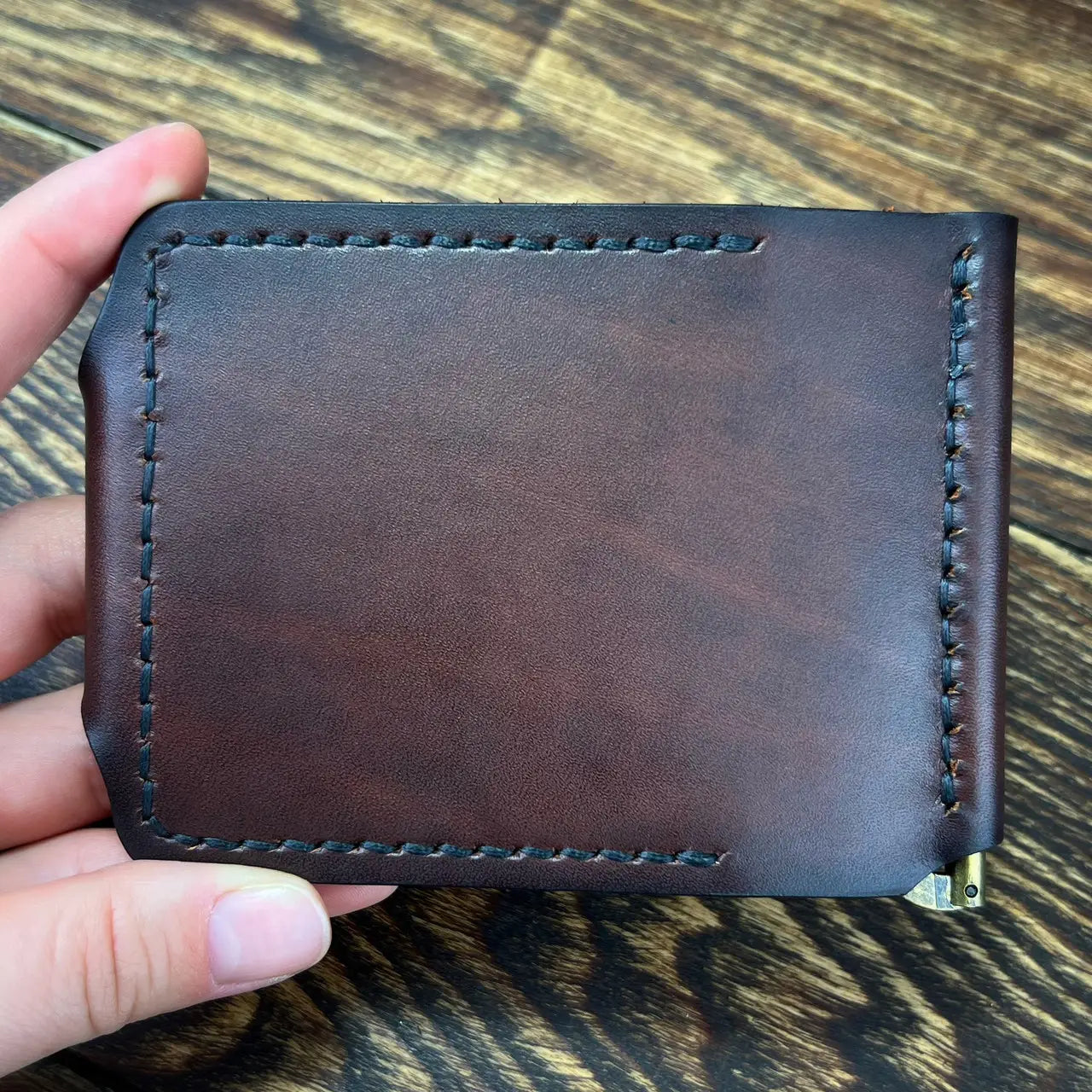 Handmade Leather Money Clip Wallet With Snap Button - Tsar Art