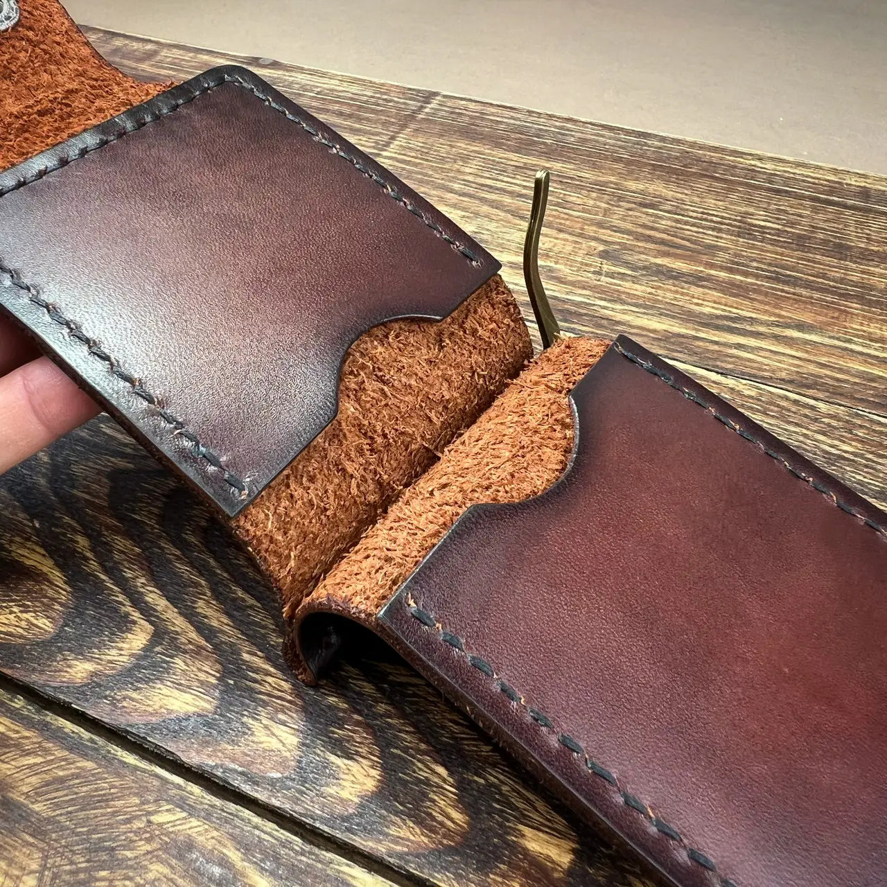 Handmade Leather Money Clip Wallet With Snap Button - Tsar Art