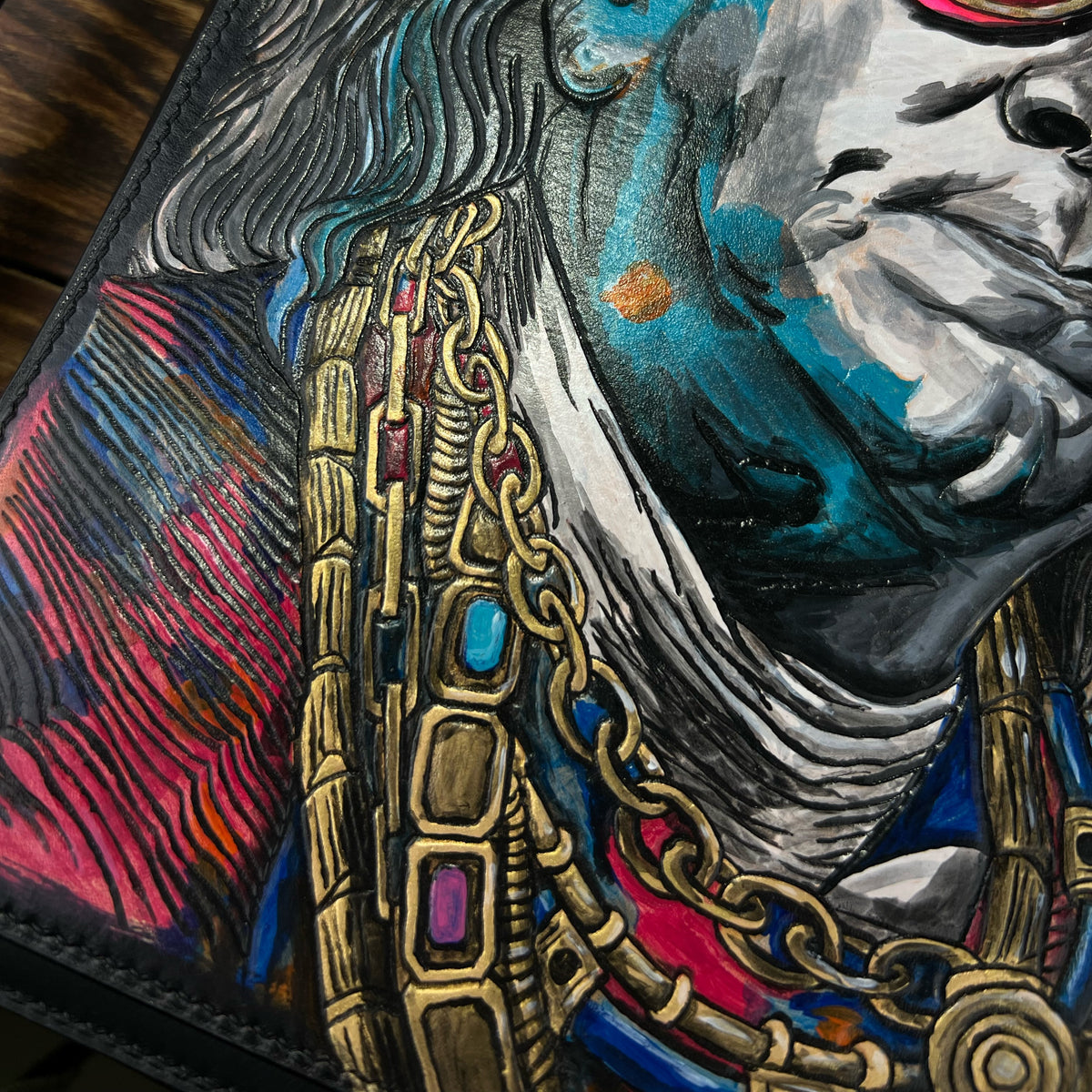 1-of-1 Hand-Painted Benjamin Franklin Pop Art Leather Shoulder Bag – Exclusive Artwork Object