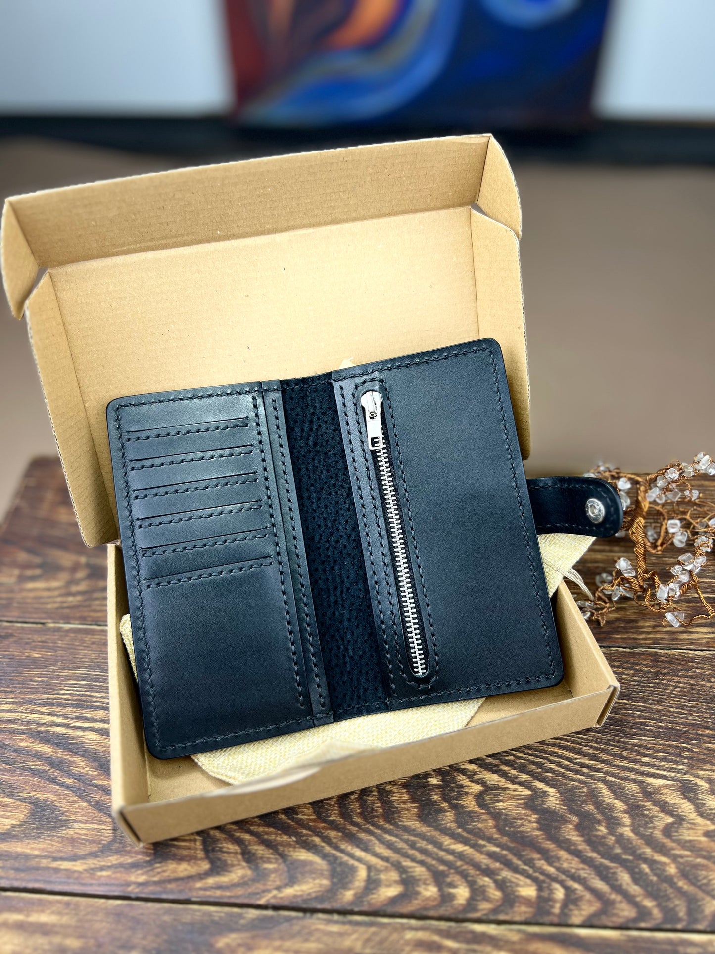 Classic Handmade Leather Long Wallet - Tsar Art