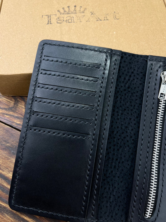 Classic Handmade Leather Long Wallet - Tsar Art