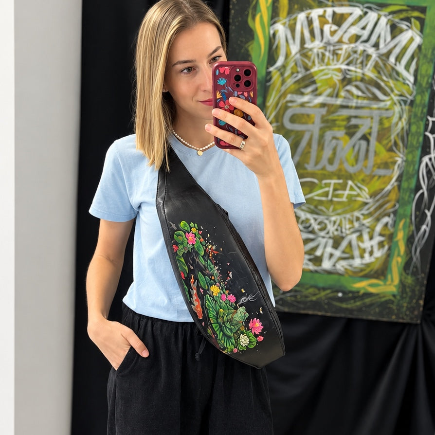 Fukkk Rules – Handcrafted Luxury Leather Chest Bag with Hand-Painted Art