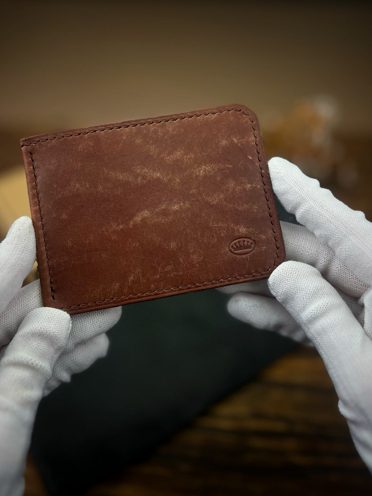 Cognac Pueblo Leather Money Clip Wallet – Slim Hand-Stitched Money Clip