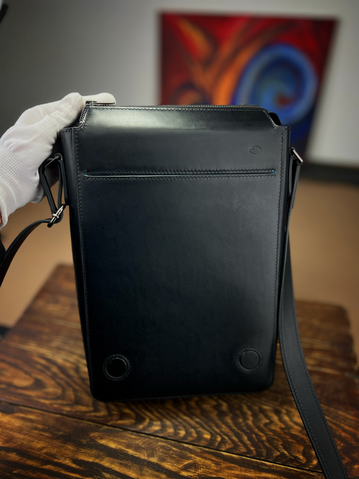 1-of-1 Hand-Painted Benjamin Franklin Pop Art Leather Shoulder Bag – Exclusive Artwork Object