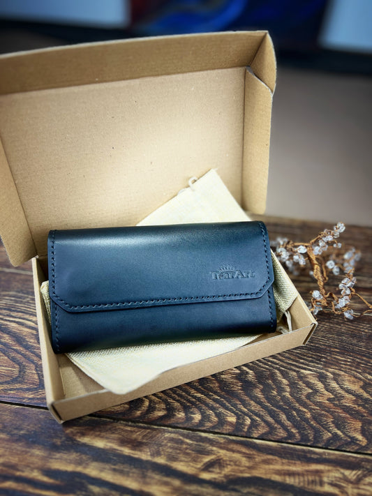 Handmade Leather Clutch Wallet with Magnetic Closure - Tsar Art