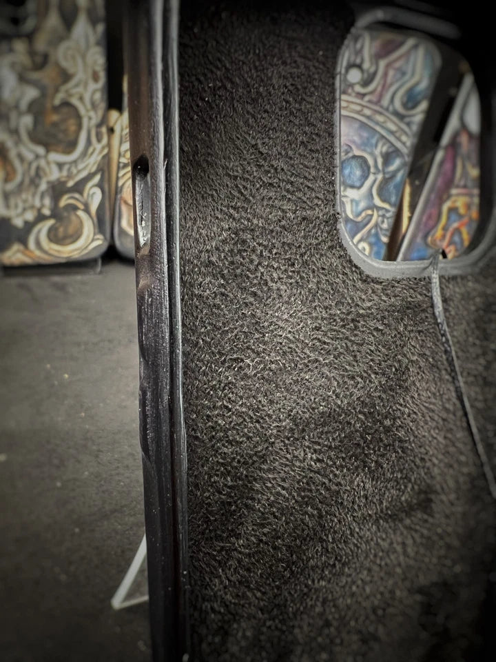 Hand-Carved Leather iPhone 13 Pro Case: Embossed Skull Art